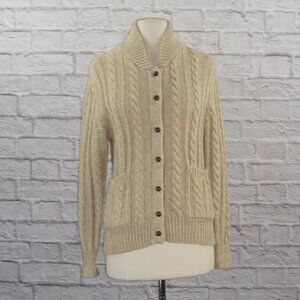 Vintage Orvis Shetland Wool Cable Knit Cardigan Sweater
